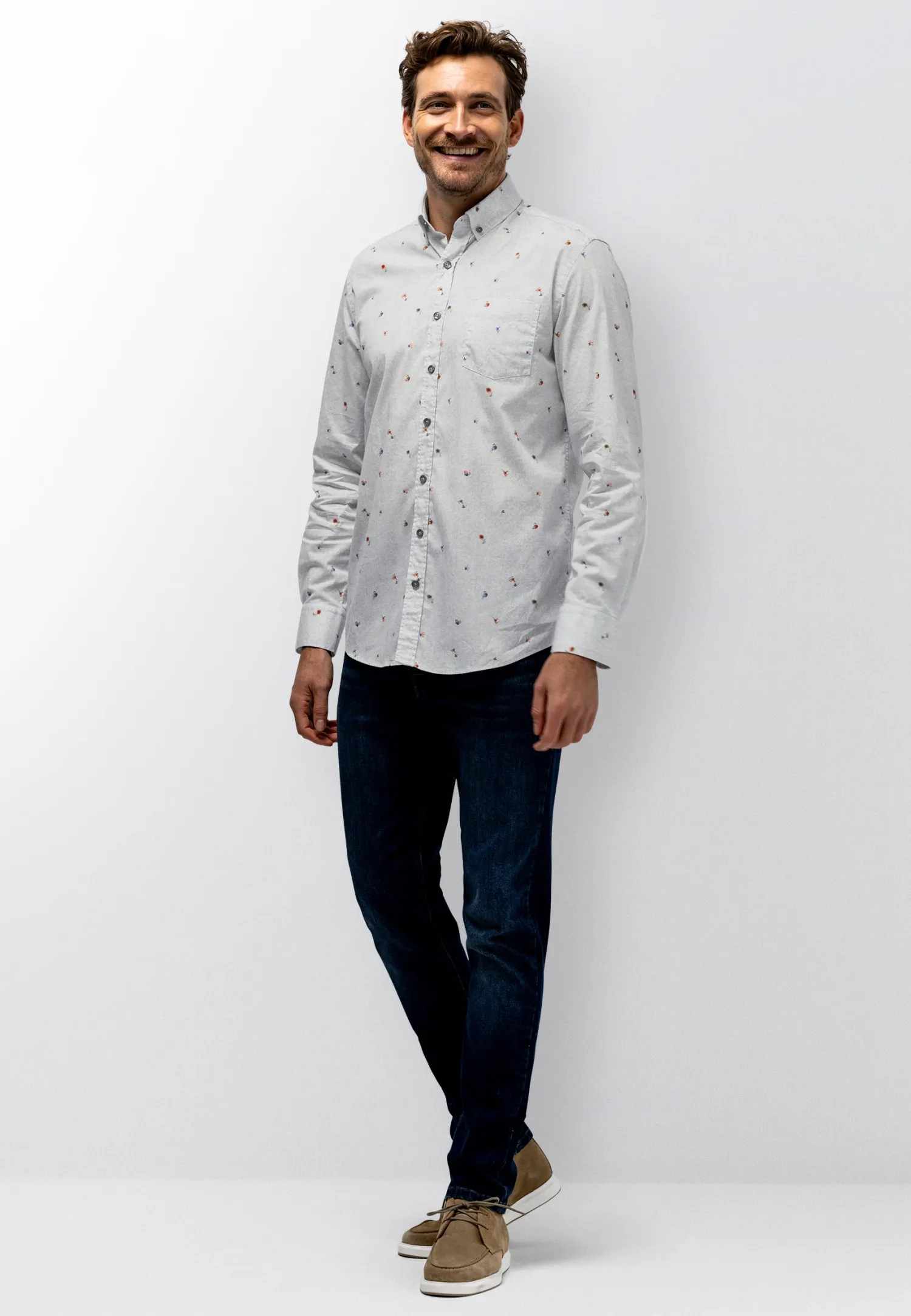 Button-down overhemd met bloemenprint-State of Art Best