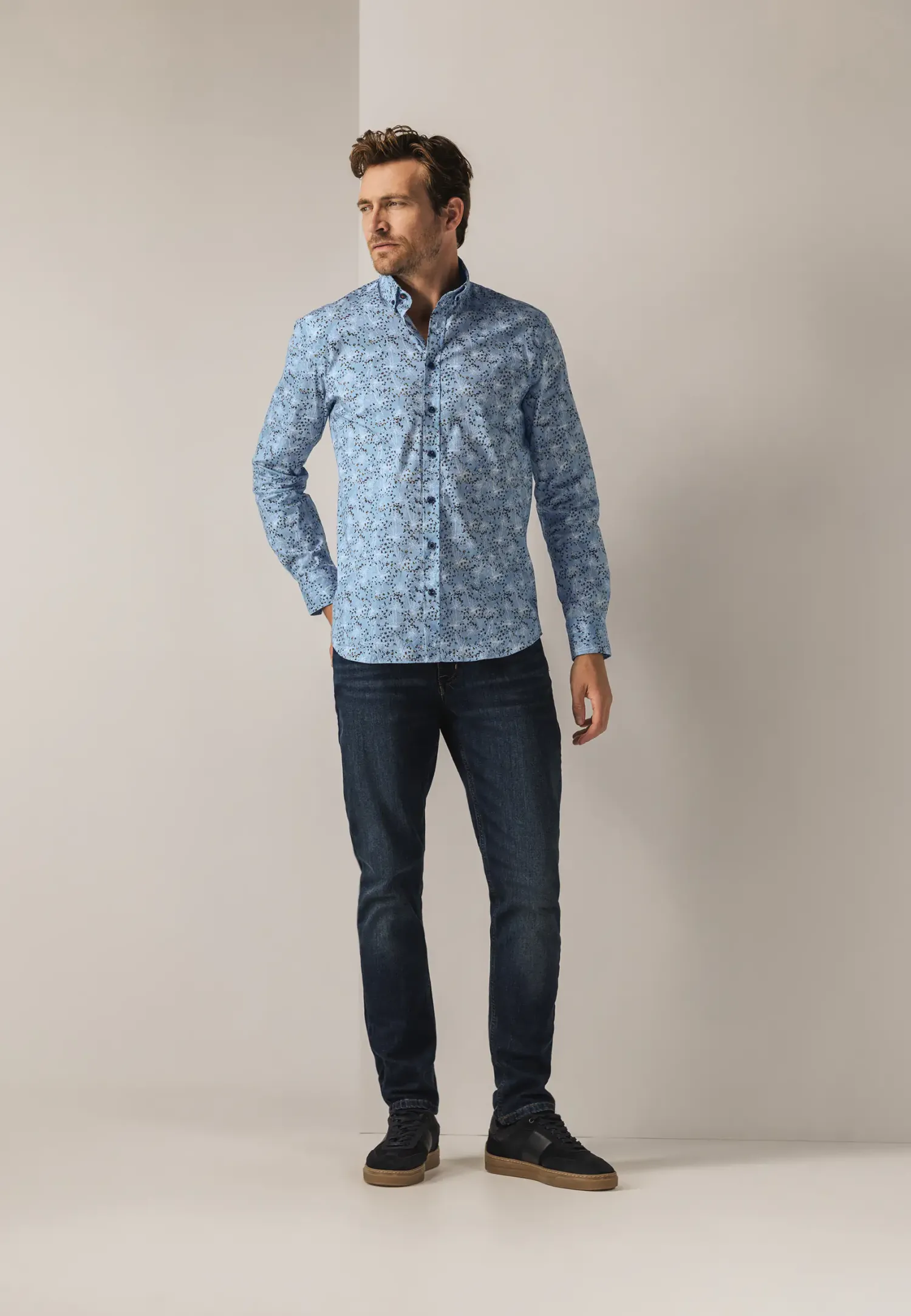 Button-down overhemd met botanische print-State of Art Discount