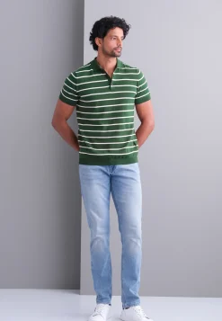 Gebreide polo met streepmotief-State of Art Outlet