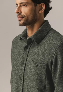 Gemêleerd overshirt met visgraatstructuur-State of Art
