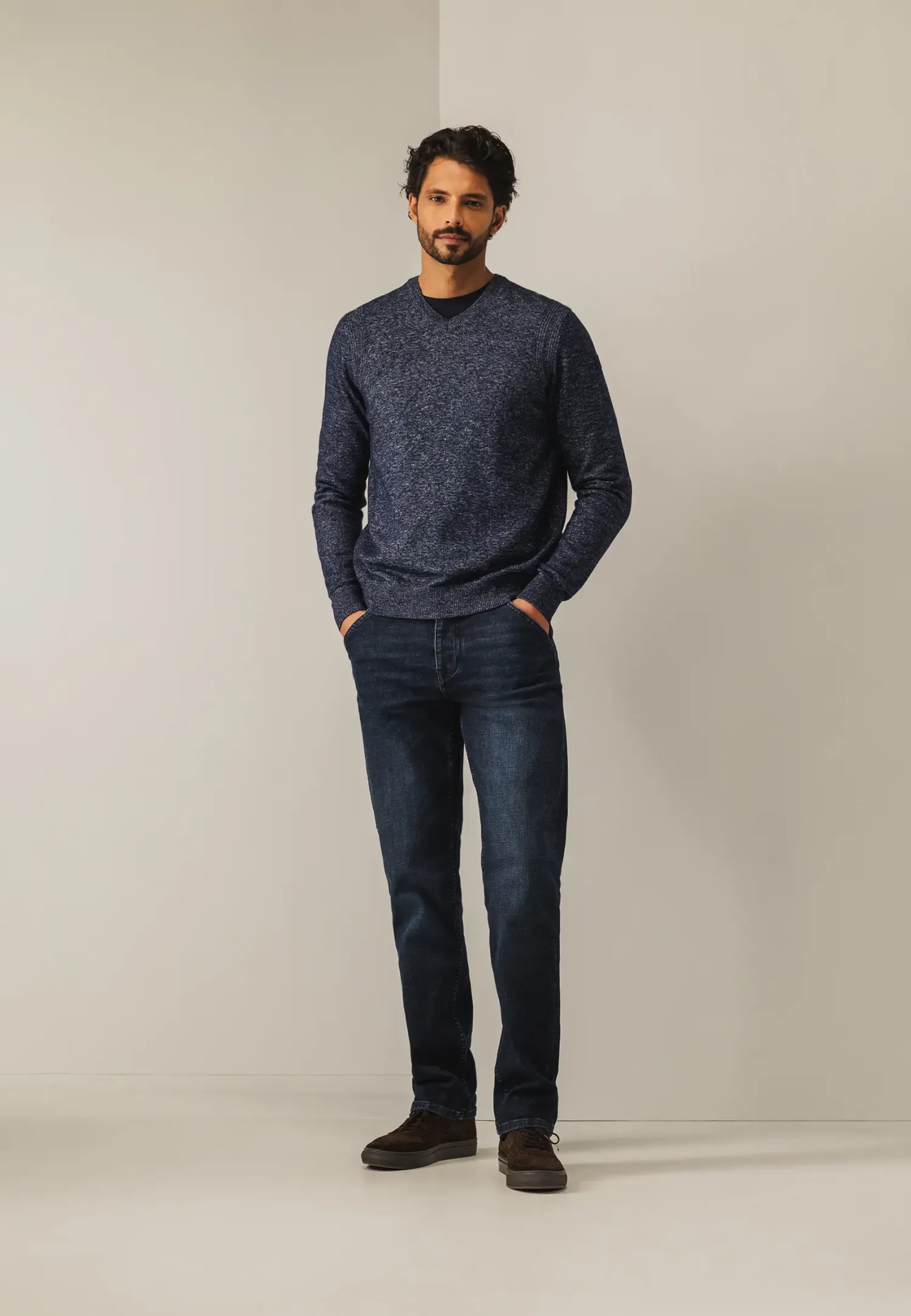 Gemêleerde trui met ribdetails-State of Art Discount