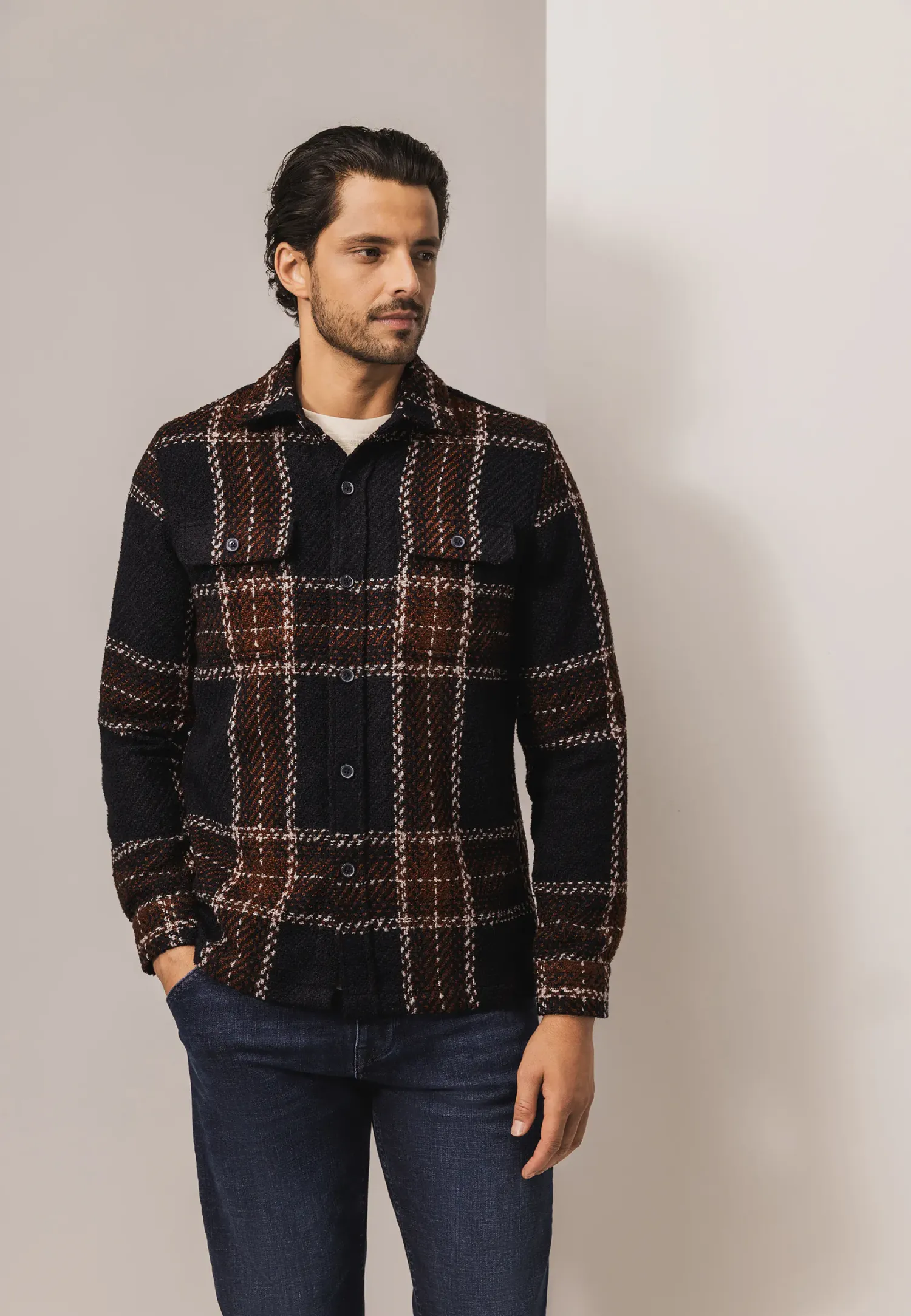 Geruit overshirt met borstzakken-State of Art Sale