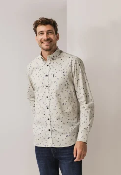 Overhemd met fijne streep en all-over print-State of Art Hot