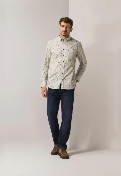 Overhemd met fijne streep en all-over print-State of Art Hot