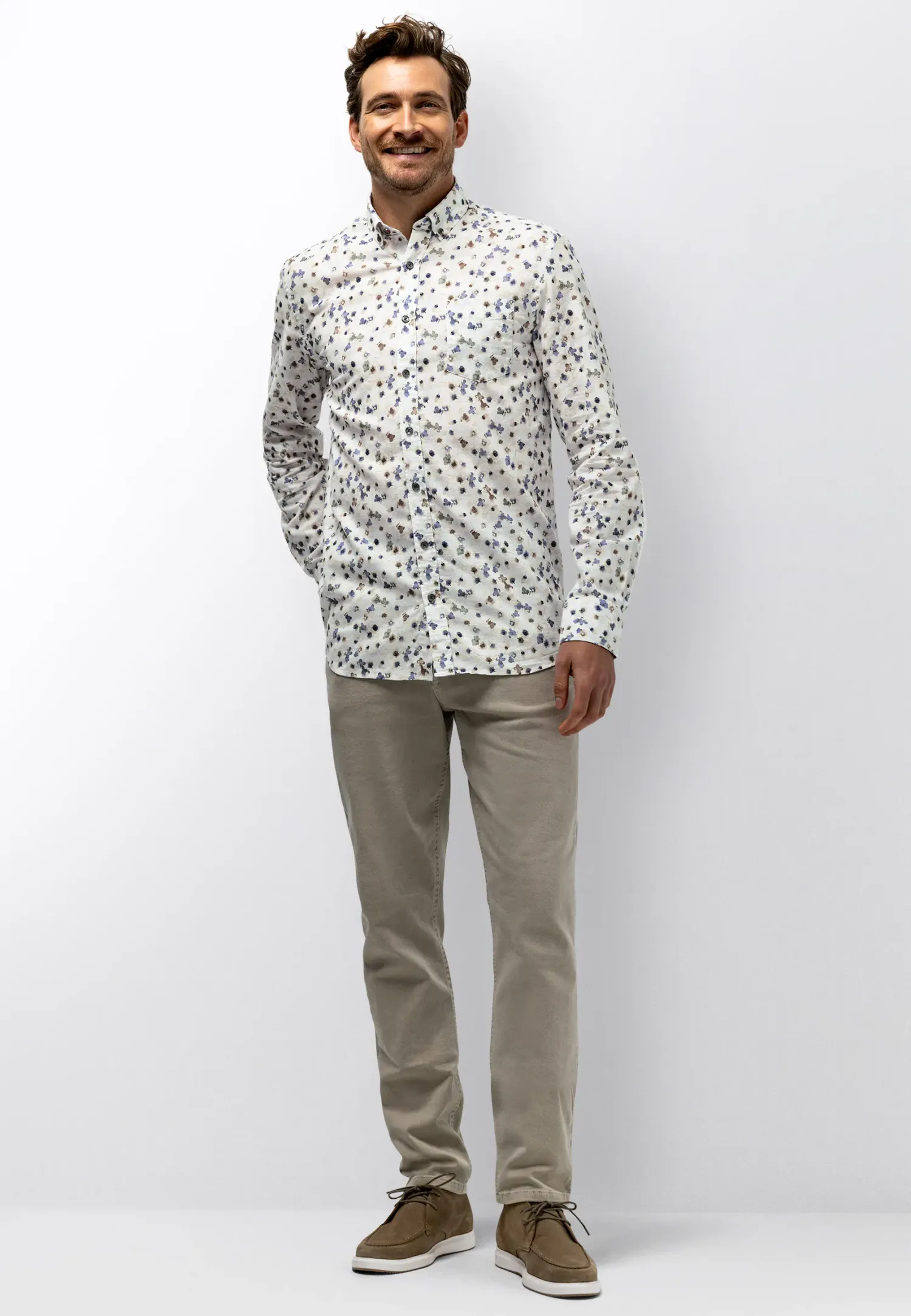 Poplin overhemd met bloemenprint-State of Art