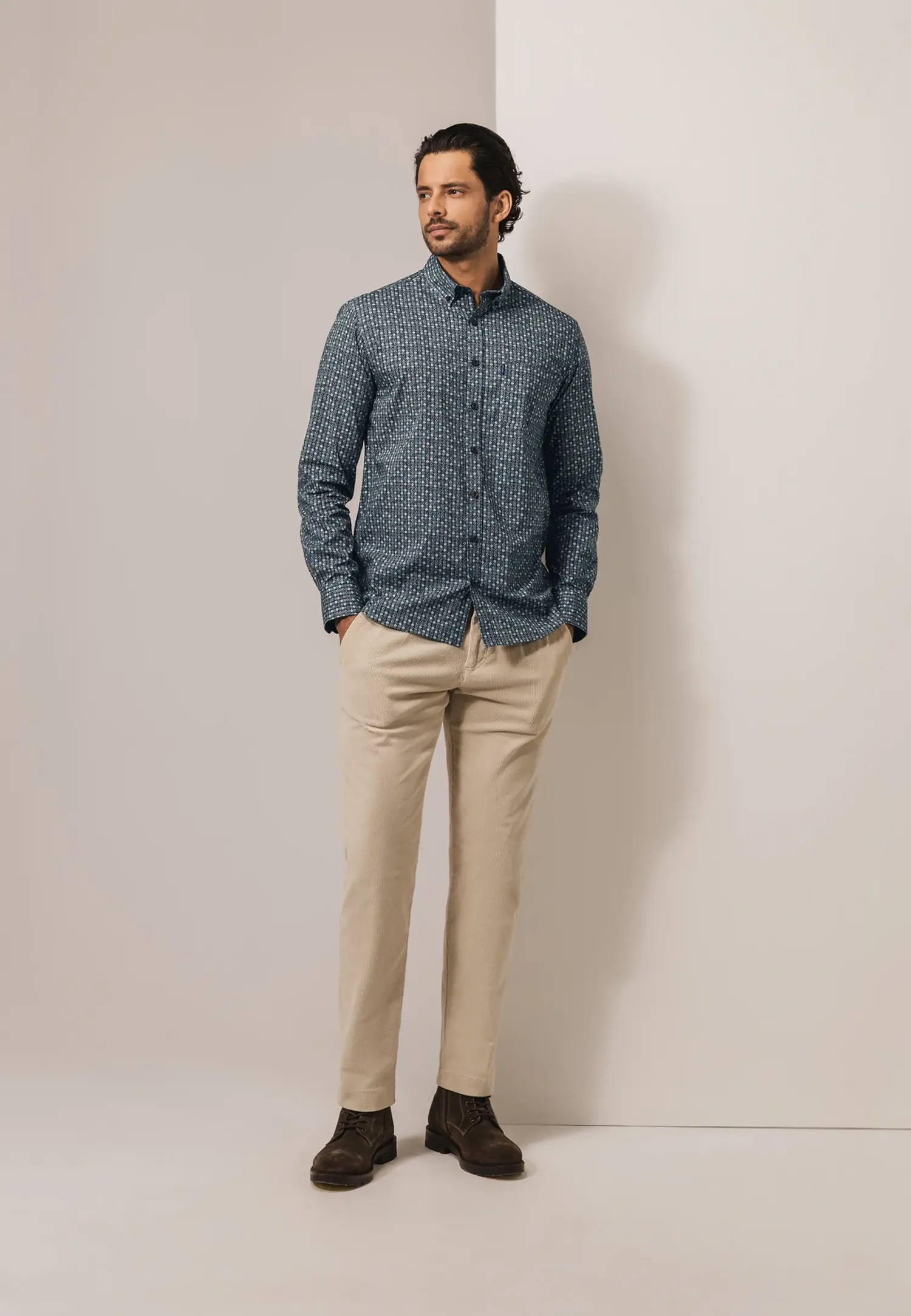 Poplin overhemd met geometrische print-State of Art Best