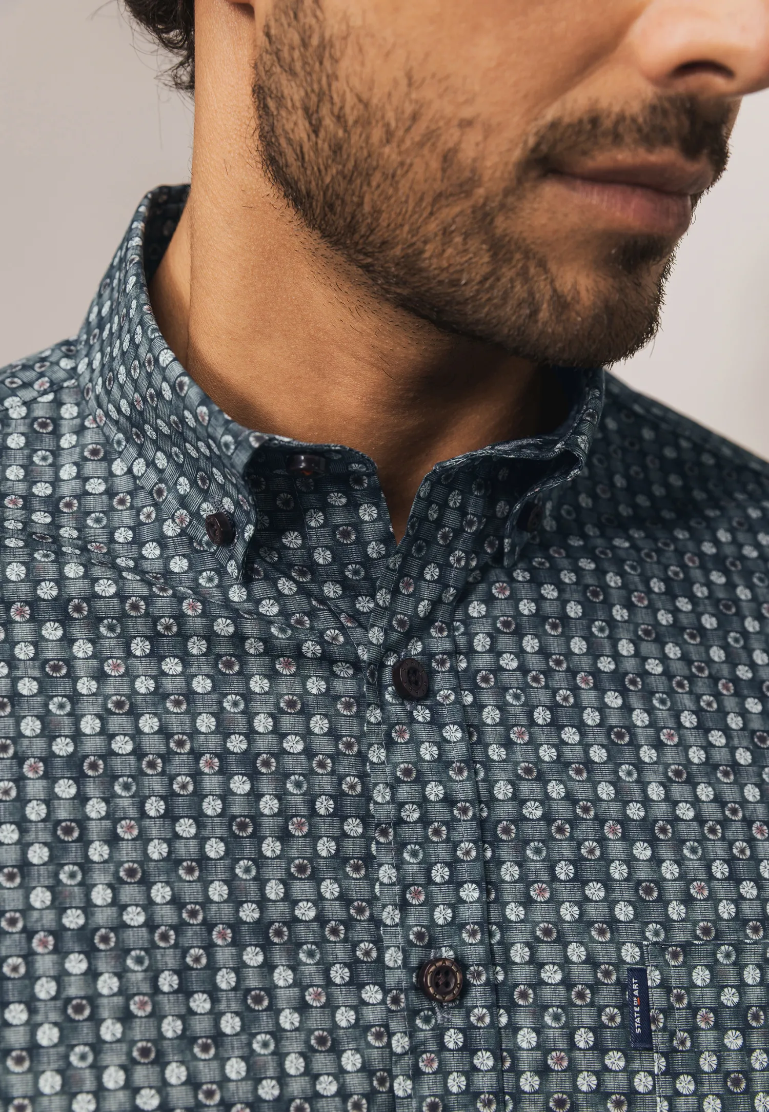 Poplin overhemd met geometrische print-State of Art Best