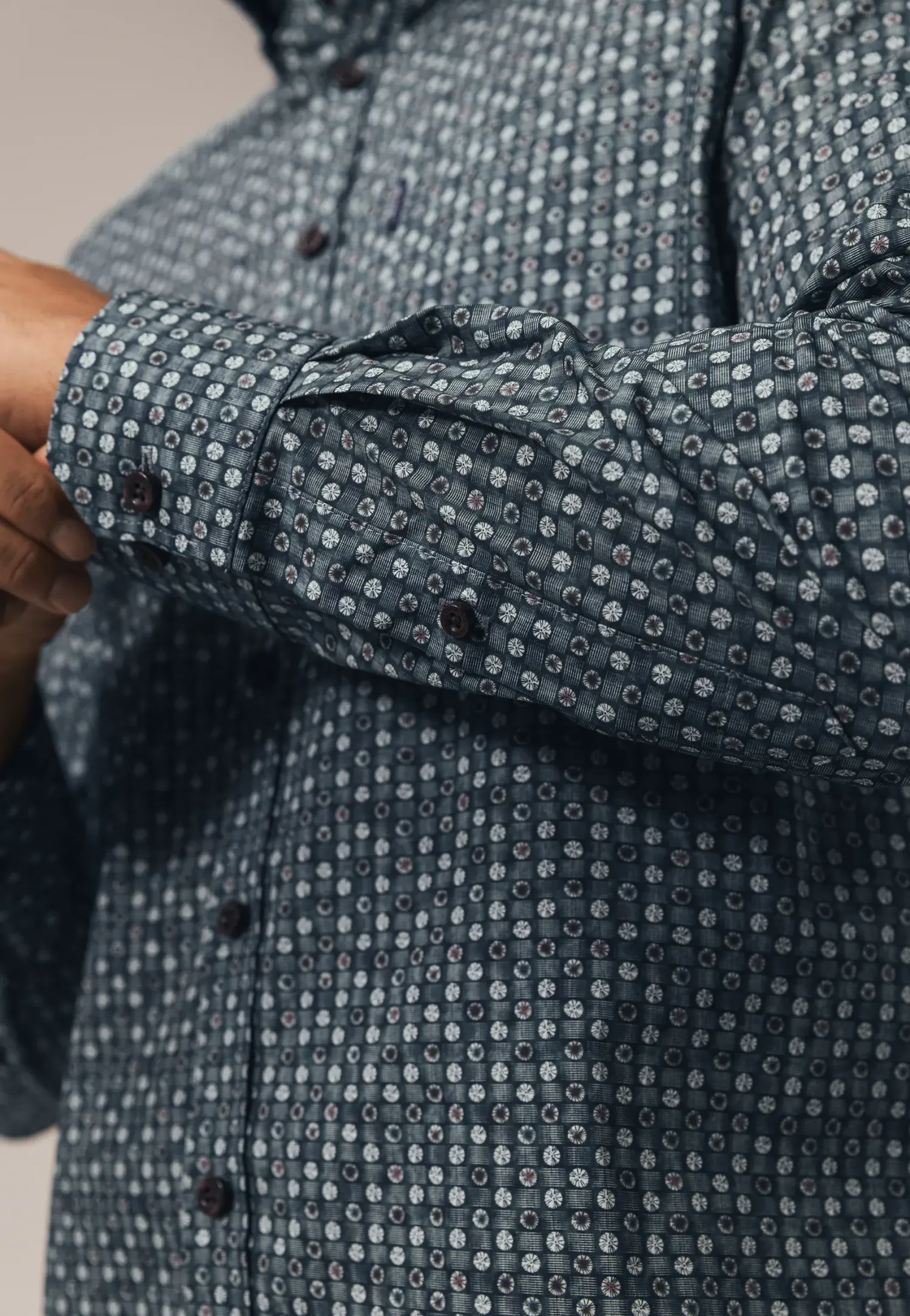 Poplin overhemd met geometrische print-State of Art Best