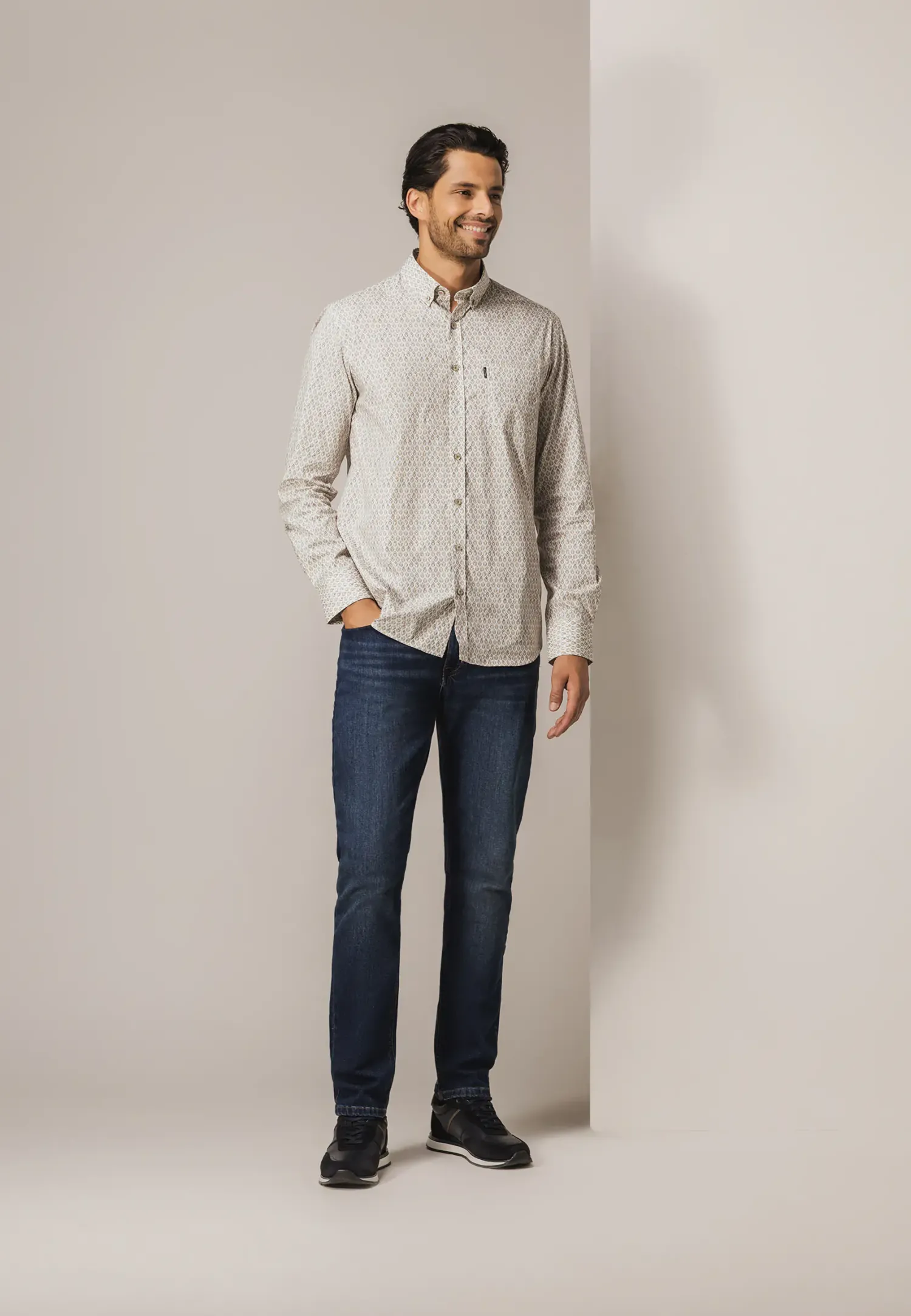 Poplin overhemd met geometrische print-State of Art Hot