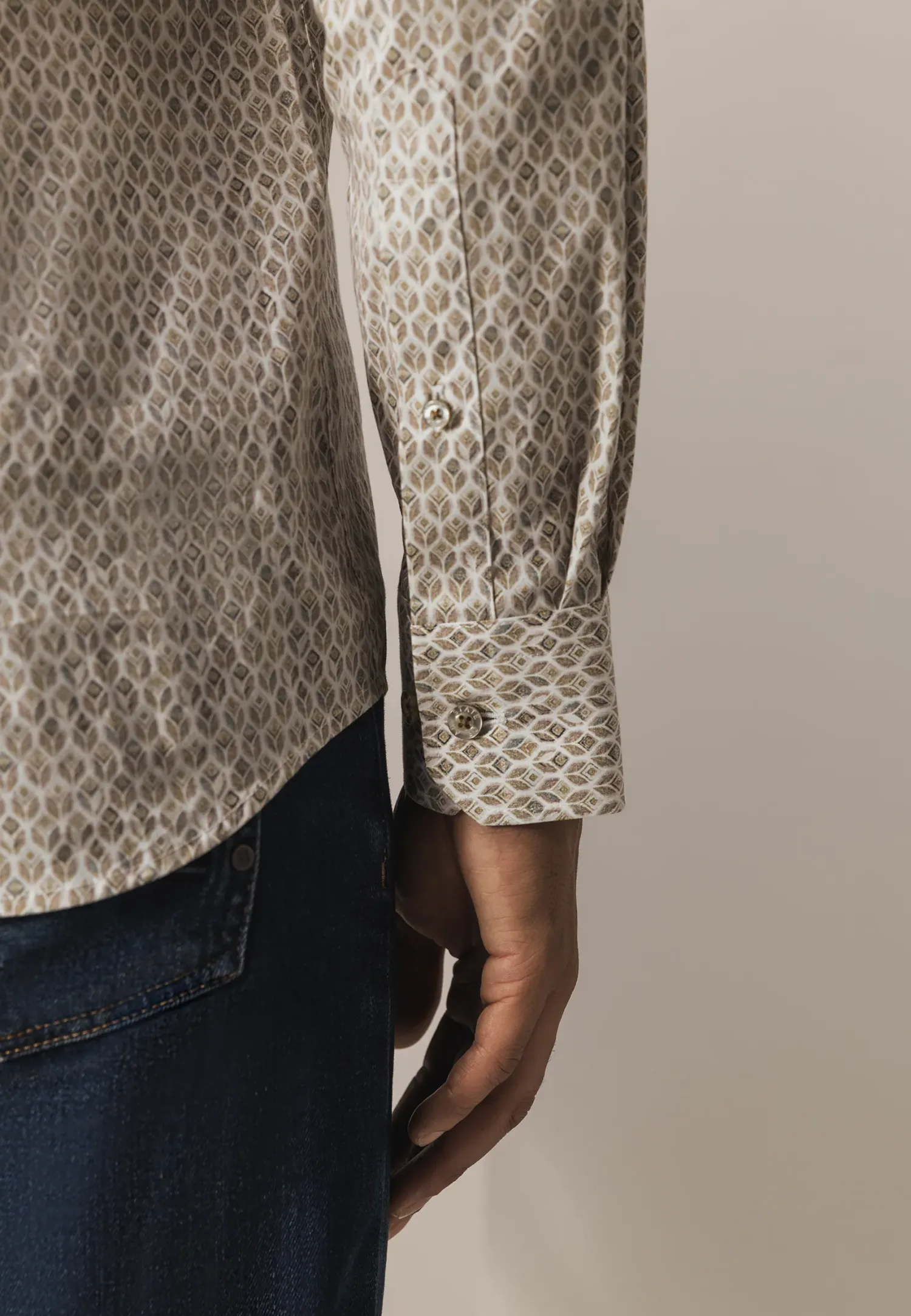 Poplin overhemd met geometrische print-State of Art Hot